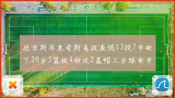 迈尔斯布里奇斯高效表现13投7中砍下20分3篮板4助攻2盖帽三分球命中率出色